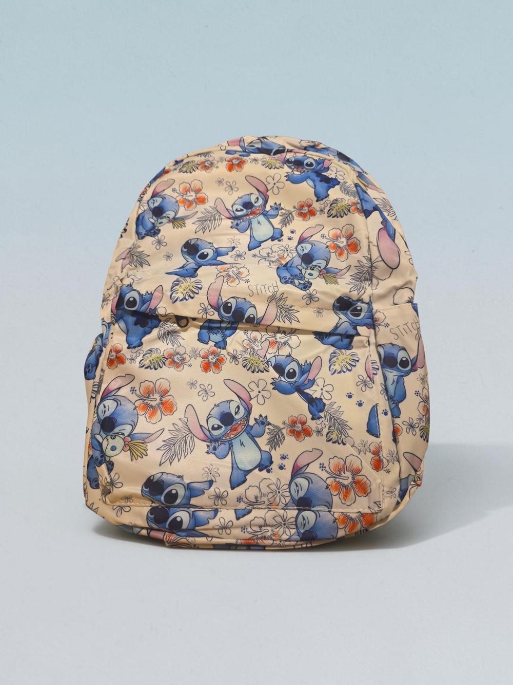Disney Stitch Floral Kids Backpack - Cream, Blue & Orange